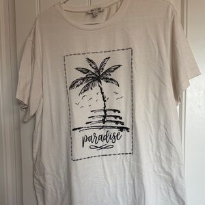 She + Sky White Short-Sleeve Tee with Black Palm Graphic